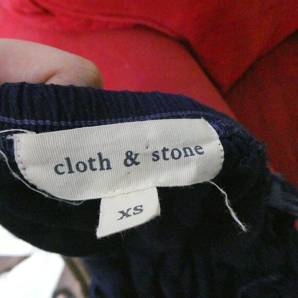 Cloth & Stone Homestead off the Shoulder Blouse Top Navy Blue Long Sleeve - Picture 6 of 10